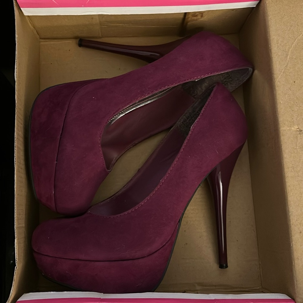 Rouge Raspberry suede heels